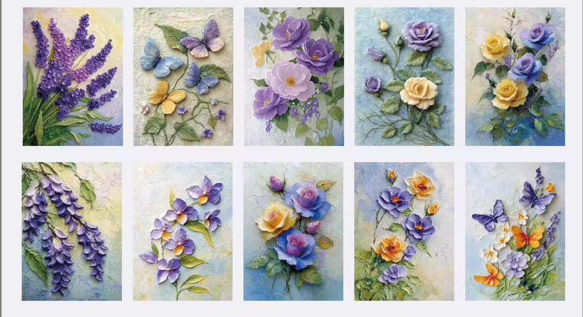 Flower Motifs | Material Paper | 10 Designs